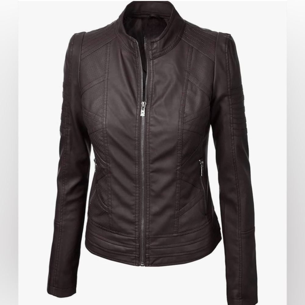 Faux Leather Jackets for Women Motorcycle PU Moto Biker Outwear Coat